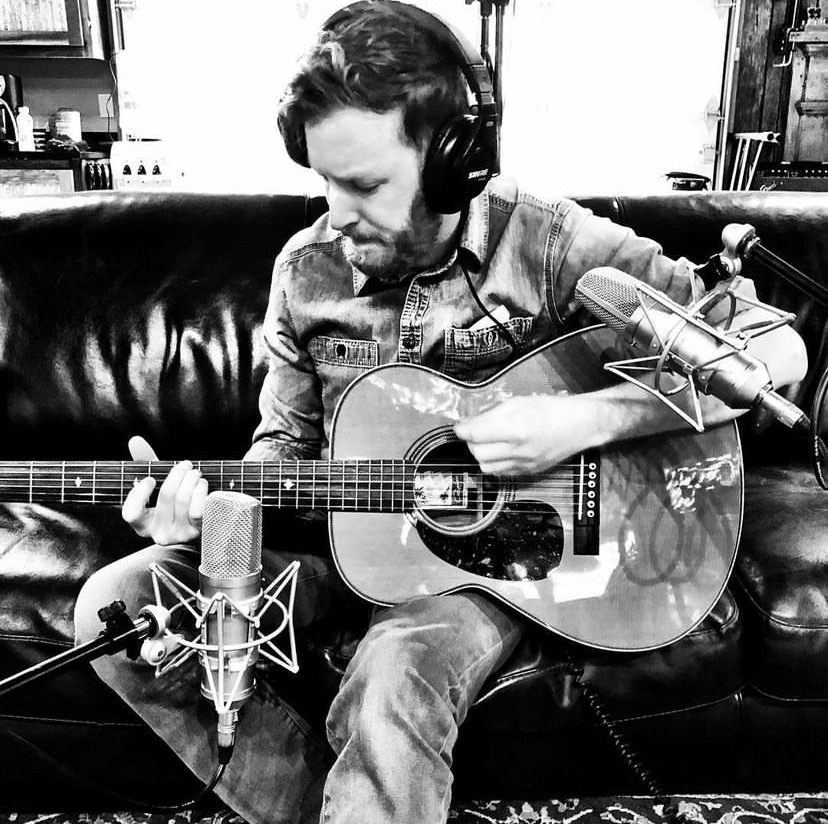 Thomas Hayes recording in studio